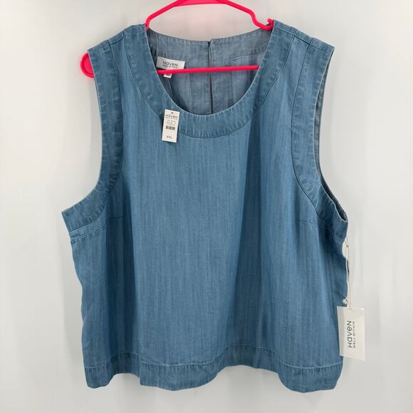 HAVEN WELL WITHIN x TALBOTS Tank Size XXL Chambray Sleeveless Tencel Cropped NWT - Picture 13 of 13